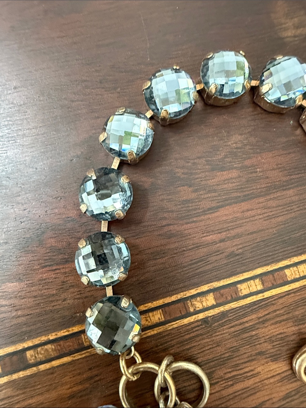 Mariana Denim Blue Crystal Bracelet with Rose Gold Tone Heart Charm - Picture 3 of 5